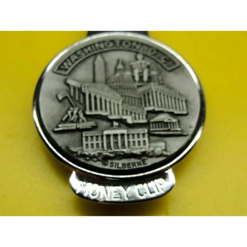 Washington DC Silberne Money Clip Vintage Pewter White House Capitol Cash Holder